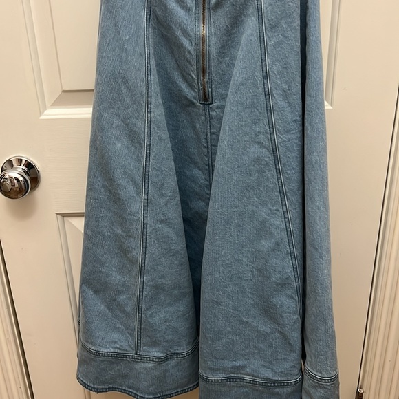 PILCRO SQUARE-NECK SEAMED CHAMBRAY MIDI DRESS Isabel wash - Picture 9 of 12